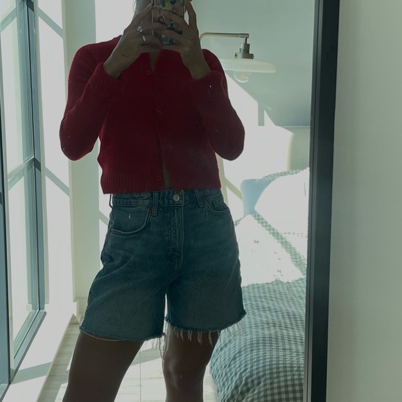 BDG Red Button-Up Sweater - Picture 2 of 2